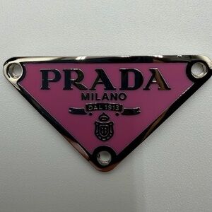 Prada Pink and Black Logo Plaque